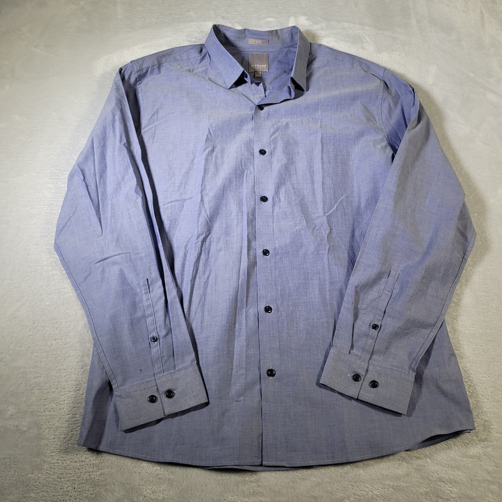 A-Frame Shirt Mens XL Royal Purple Slim Fit Stretch Long‎ Sleeve Button Down